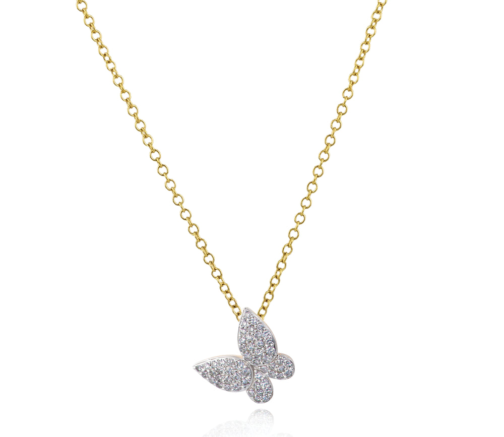 Stardust Pronged Diamond Butterfly Necklace - KAMARIA